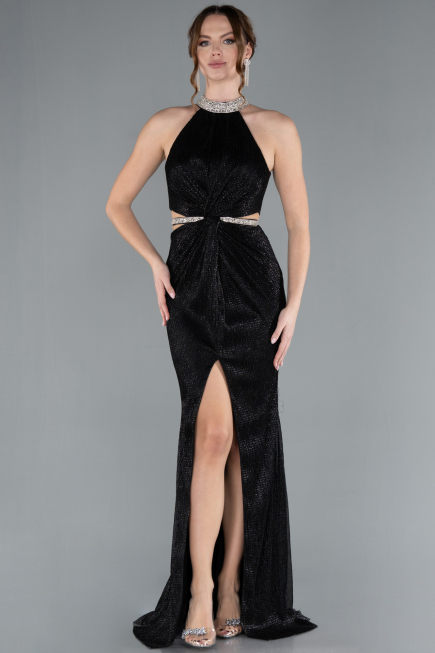 Abendkleid im Meerjungfrau-Stil Lang Schwarz ABU4766