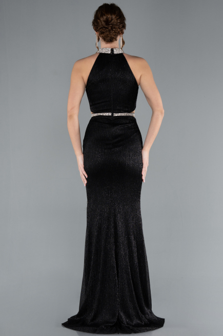 Abendkleid im Meerjungfrau-Stil Lang Schwarz ABU4766