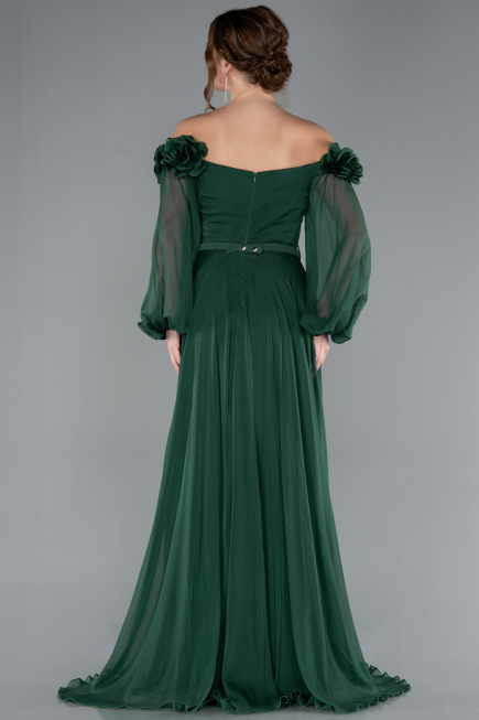 Smaragdgrün Abendkleid Chiffon Lang ABU4130