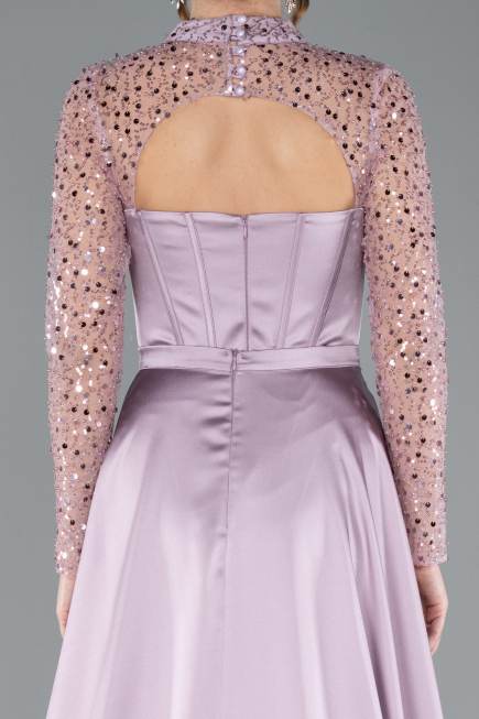 Abendkleid Lang Satin Lavendel hell ABU4765