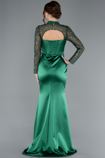 Abendkleid Lang Satin Smaragdgrün ABU4765