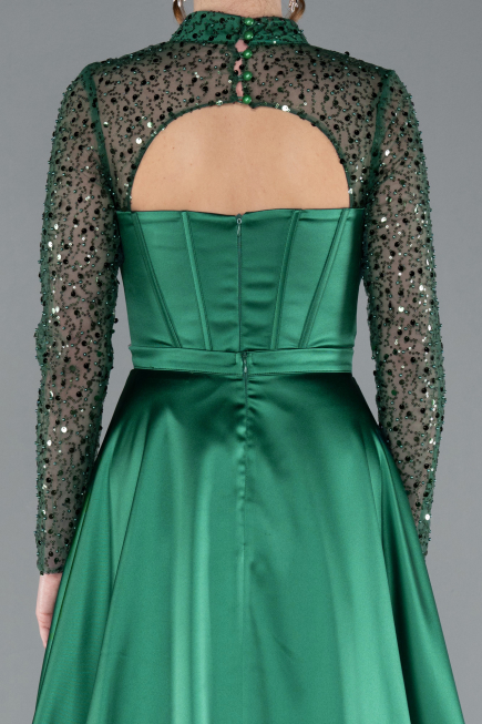 Abendkleid Lang Satin Smaragdgrün ABU4765