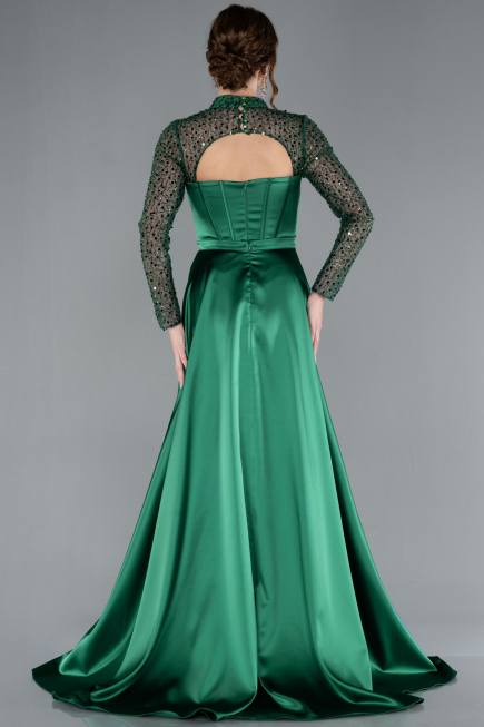 Abendkleid Lang Satin Smaragdgrün ABU4765