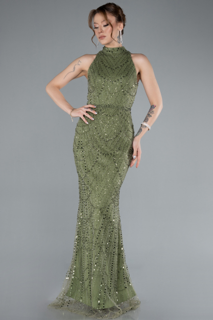 Abendkleid Lang Khaki ABU4791