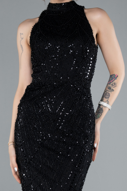 Abendkleid Lang Schwarz ABU4791
