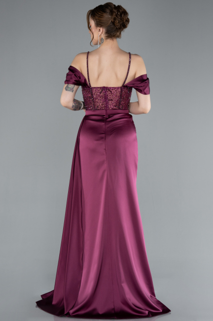 Abendkleid Lang Satin Kirschrot ABU4801