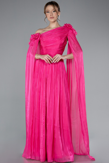 Abendkleid Lang Chiffon Fuchsie ABU4809