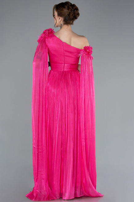 Abendkleid Lang Chiffon Fuchsie ABU4809