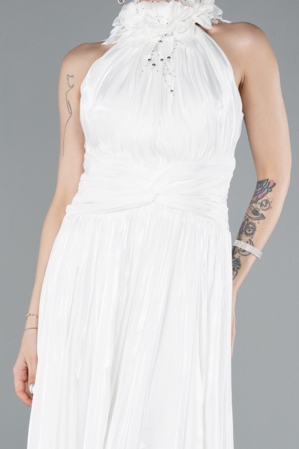 Abendkleid Lang Chiffon Weiß ABU4811