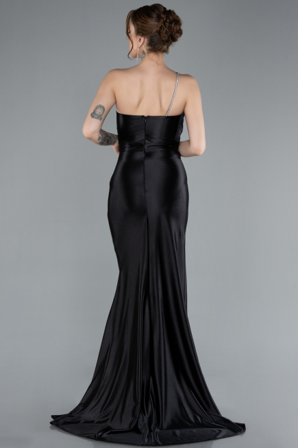Abendkleid im Meerjungfrau-Stil Lang Schwarz ABU4817