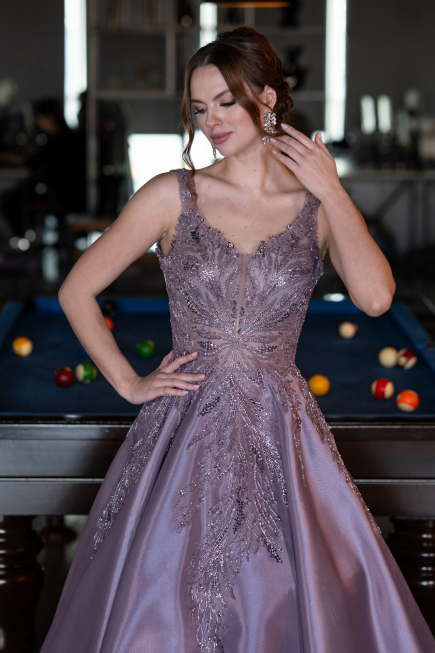 Designer Abendkleid Lang Lavendel ABU4551