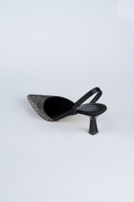 Stiletto Steinbesetzt Schwarz-Silber AB1127