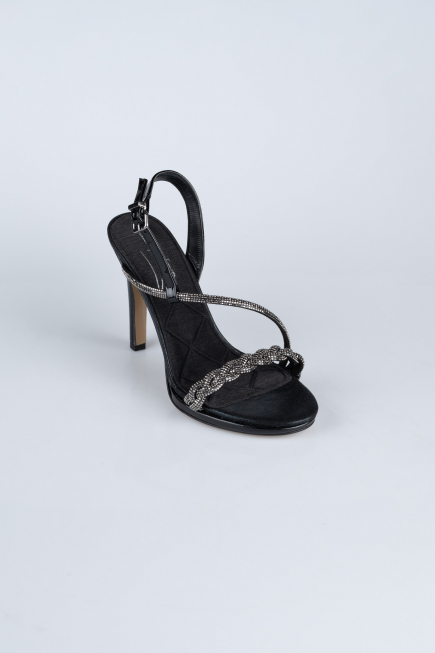 Party-Schuhe Steinbesetzt Schwarz AB1128