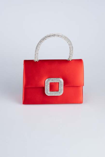 Abendtasche Satin Rot V758
