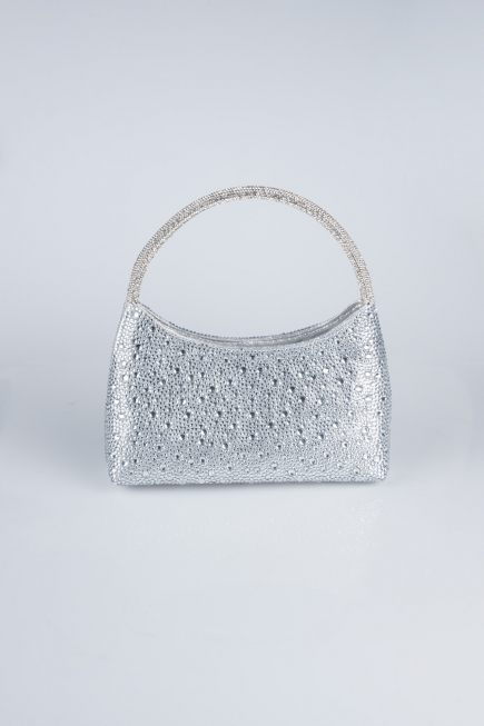 Silber Abendtasche Steinbesetzt VT915