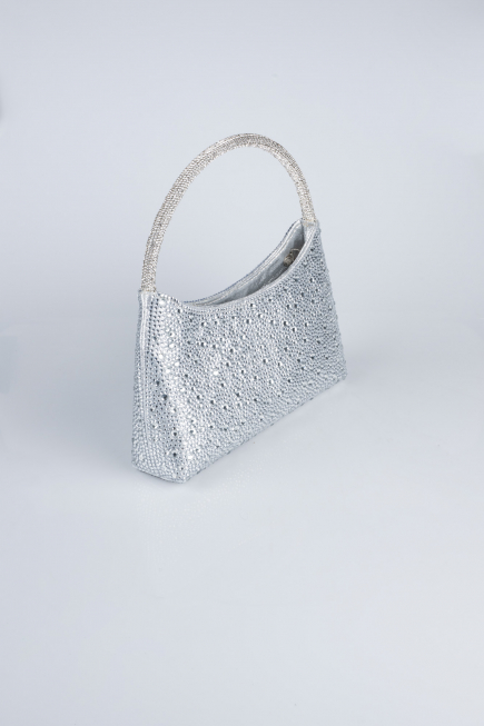 Silber Abendtasche Steinbesetzt VT915