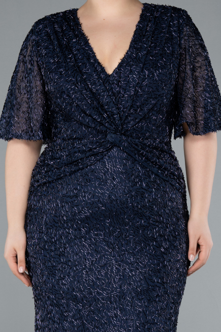 Abendkleid in Übergröße Lang Marineblau ABU4542