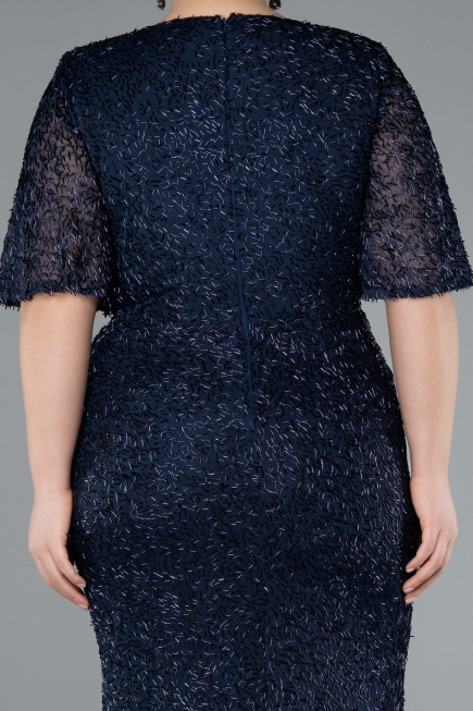 Abendkleid in Übergröße Lang Marineblau ABU4542
