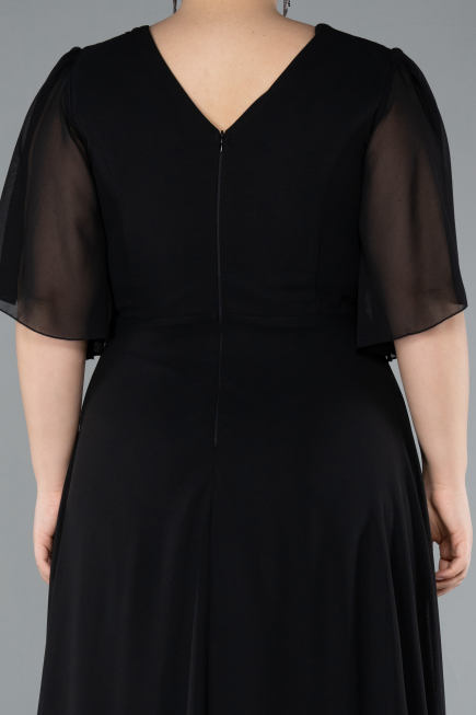 Abendgarderobe in Großen Größen Lang Chiffon Schwarz ABU4794