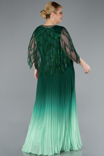Smaragdgrün Abendkleid İn Übergröße Chiffon Lang ABU4633