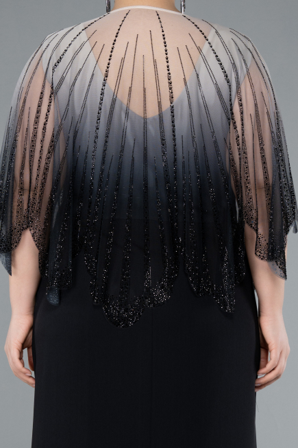 Abendgarderobe in Großen Größen Lang Chiffon Schwarz ABU4820