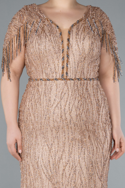 Gold Abendkleid İn Übergröße Lang ABU4146