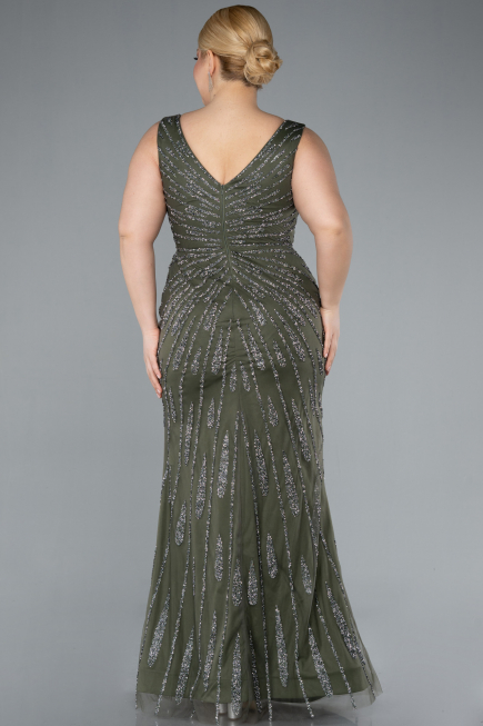 Khaki Abendkleid İn Übergröße Lang ABU4717