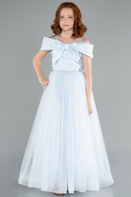Abendkleid für Kinder Lang Eisblau ABU4826