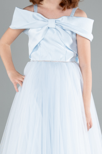 Abendkleid für Kinder Lang Eisblau ABU4826