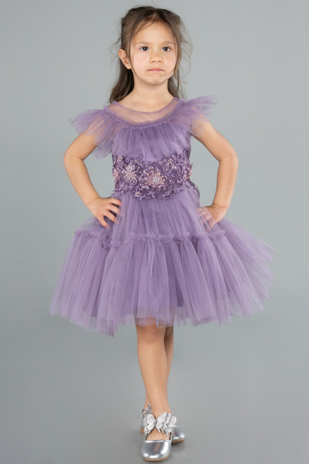 Abendkleid für Kinder Kurz Lavendel ABK2067