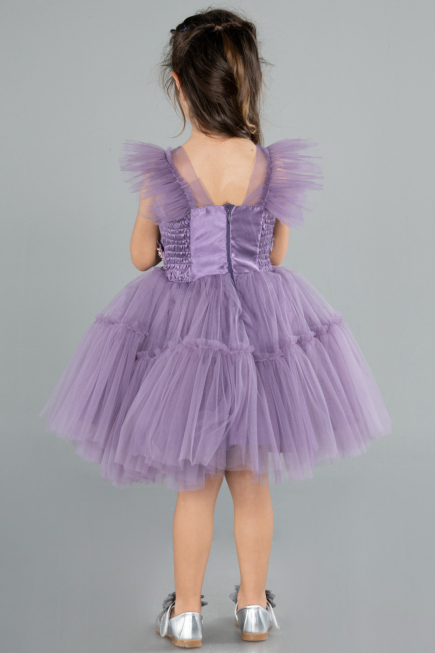 Abendkleid für Kinder Kurz Lavendel ABK2067