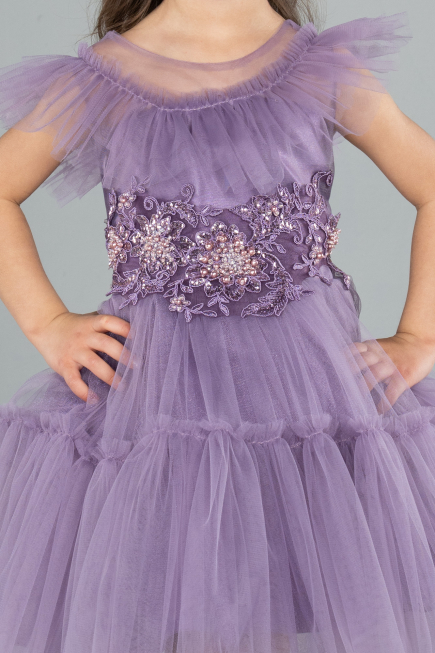 Abendkleid für Kinder Kurz Lavendel ABK2067