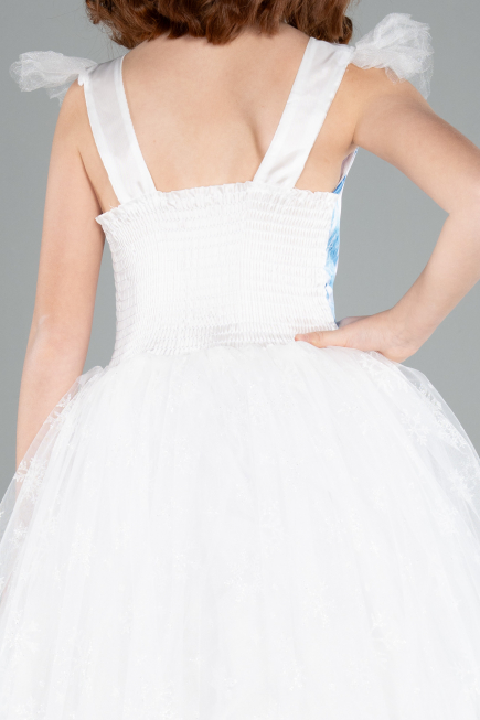 Abendkleid für Kinder Lang Weiß ABU4238