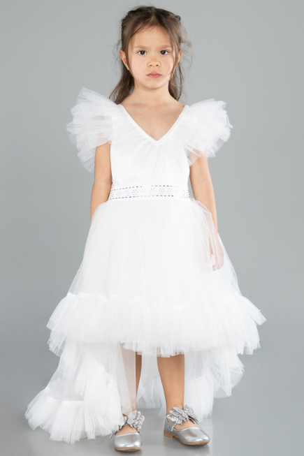 Abendkleid für Kinder Lang Weiß ABU4239