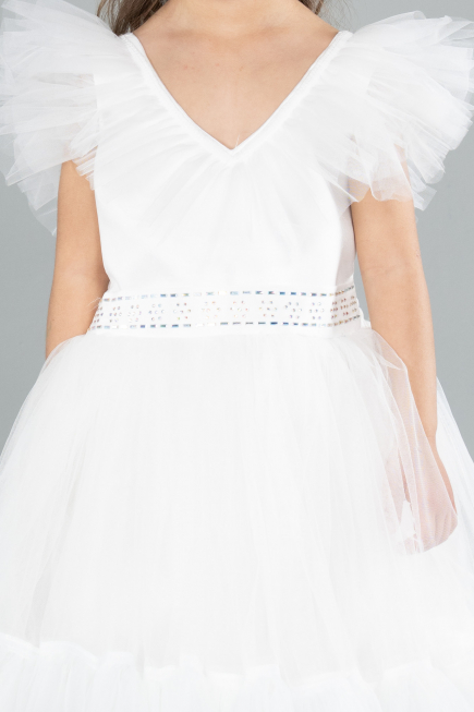 Abendkleid für Kinder Lang Weiß ABU4239