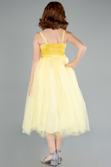 Gelb Abendkleid Für Kinder Lang ABU3031