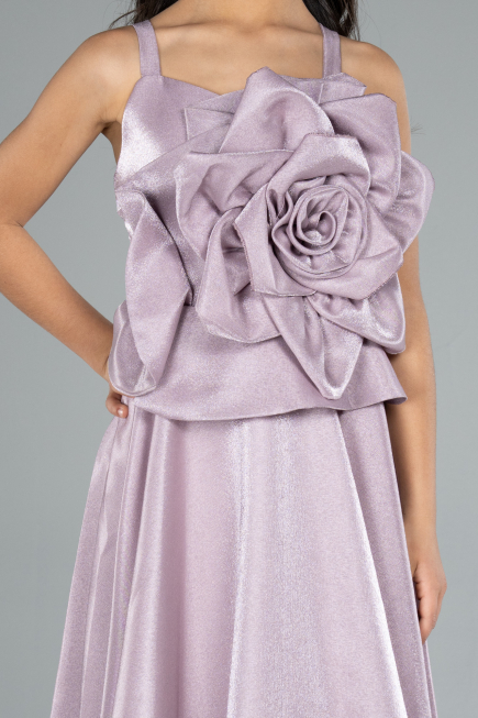 Abendkleid für Kinder Lang Satin Lavendel ABU4831