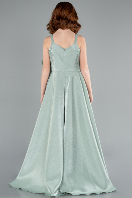 Abendkleid für Kinder Lang Satin Minzgrün ABU4831