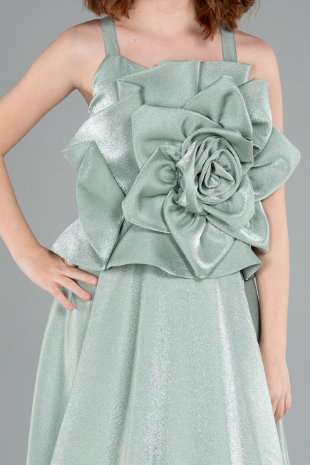 Abendkleid für Kinder Lang Satin Minzgrün ABU4831