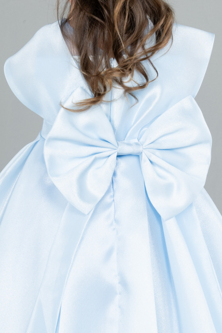 Abendkleid für Kinder Vorne Kurz-Hinten Lang Eisblau ABO113