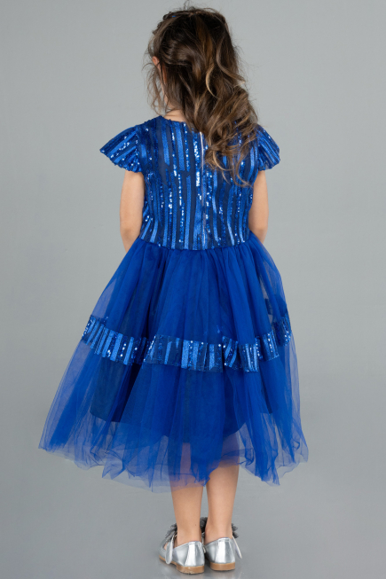 Abendkleid für Kinder Midi Sächsischblau ABK2301