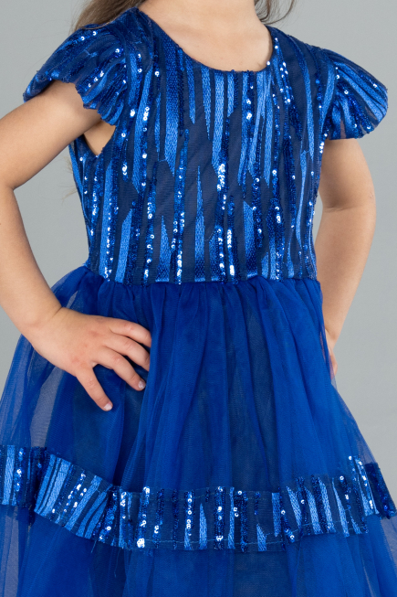 Abendkleid für Kinder Midi Sächsischblau ABK2301