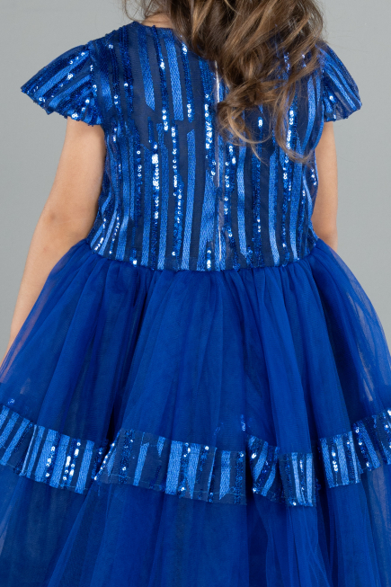 Abendkleid für Kinder Midi Sächsischblau ABK2301