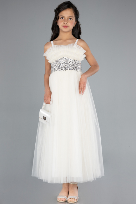 Abendkleid für Kinder Lang Weiß ABU4830