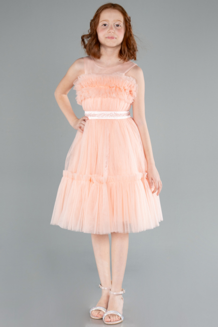 Abendkleid für Kinder Lang Lachs ABU4221