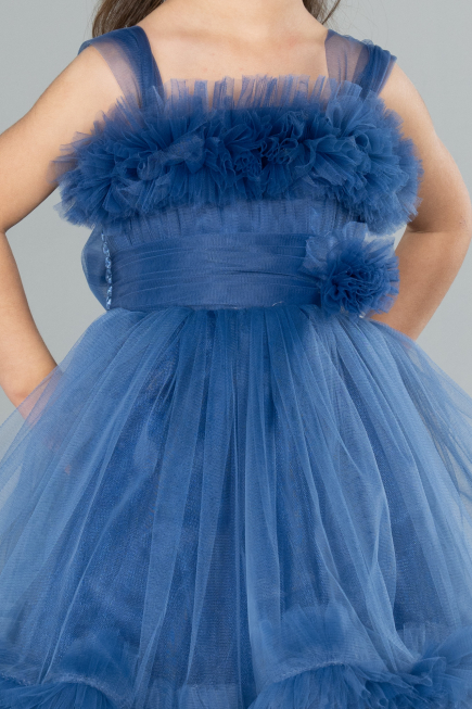 Abendkleid für Kinder Vorne Kurz-Hinten Lang Indigo ABO112