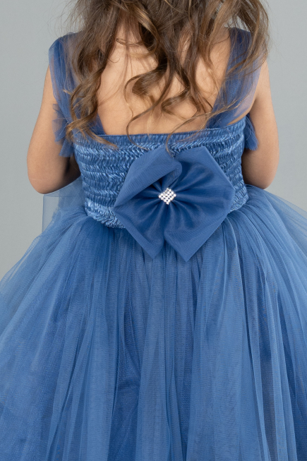 Abendkleid für Kinder Vorne Kurz-Hinten Lang Indigo ABO112