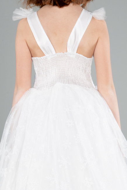 Abendkleid für Kinder Lang Weiß ABU4237