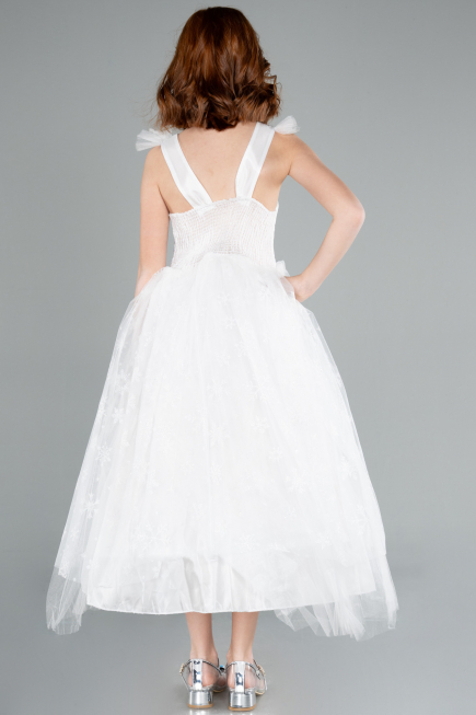 Abendkleid für Kinder Lang Weiß ABU4237
