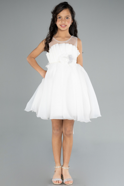 Abendkleid für Kinder Kurz Weiß ABK2158